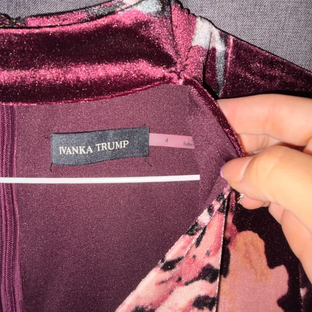 Ivanka Trump Burgundy Floral Long Sleeve Dress - Picture 4 of 6